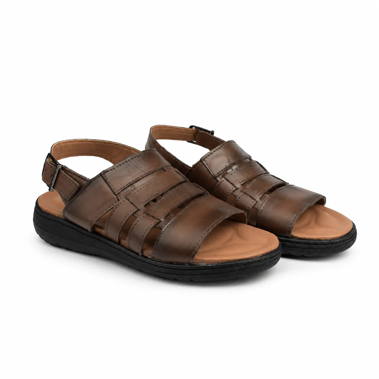 Sandales pour homme 022 marron Cuir   miniature